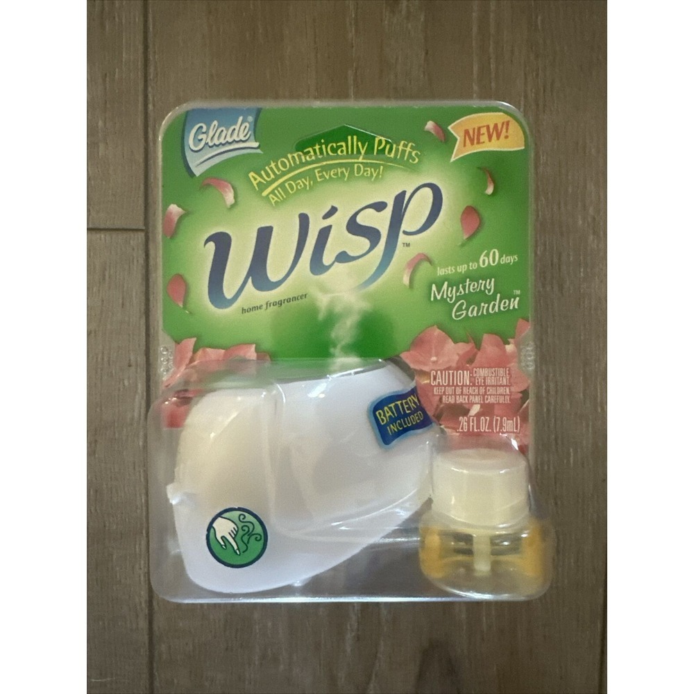 1 New Glade Wisp Automatic‎ Puffs Home Fragrancer W/ Mystery Garden Scented Oil